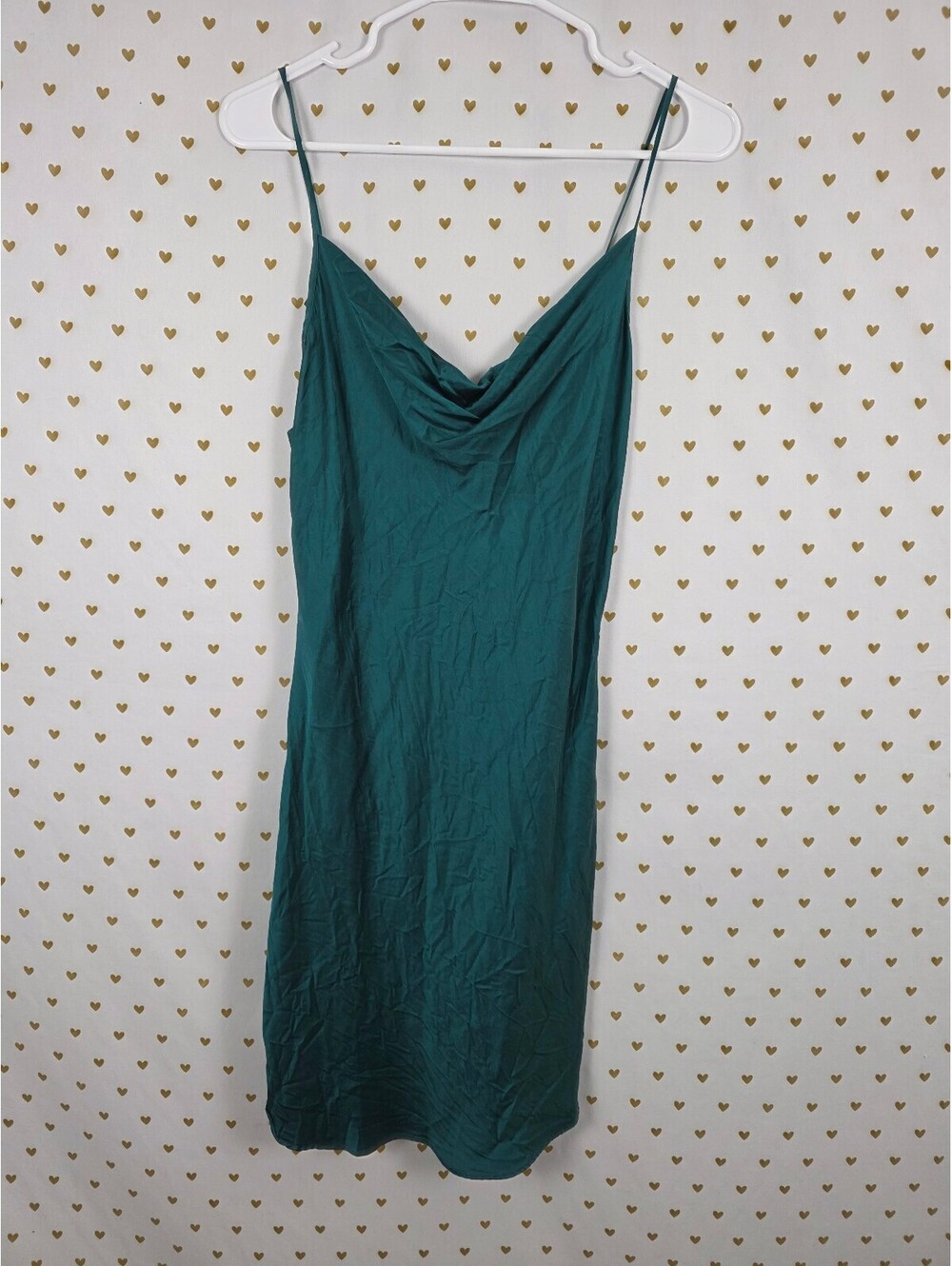 Victorias Secret Vintage Gold label 100% Silk Emerald Slip Dress Nightie Small